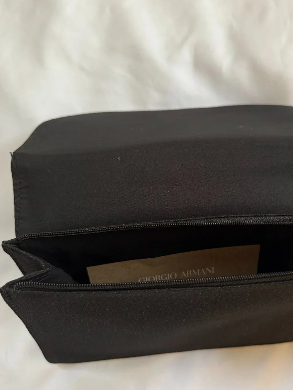 Giorgio Armani Canvas Logo Lined Zippered Clutch Cosmetic Bag, Black